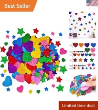 260 Colorful Glitter Foam Stickers - Self-Adhesive Stars Hearts for Crafts