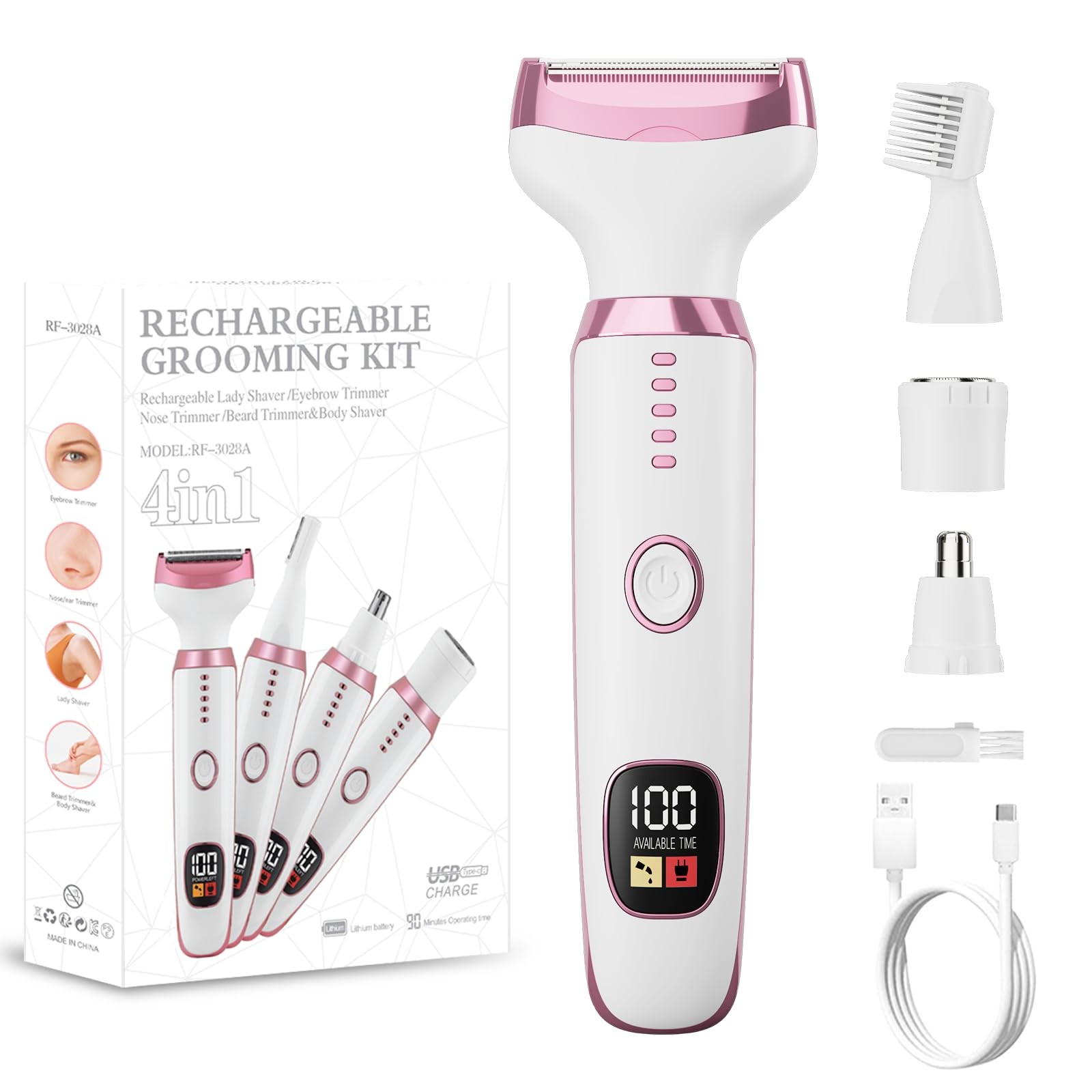 Electric Razor for Women , 4-in-1 Bikini Trimmer & Body Shaver Rechargeable