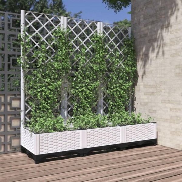 Garten-Pflanzgefäß Mit Spalier Weiß 120 X 40 X 121,5 Cm PP-image