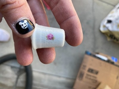 Royal Adderley Bone China Pink Rose Flower Sewing Thimble Made In France