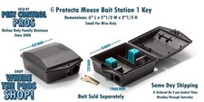 6 Protecta Mouse Mice Rodent Control Bait Station Tamper Proof Boxes w/ 1 Key