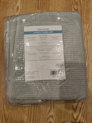 Designs by BHF 3-Pc Light Gray Cotton Towel Set NWT