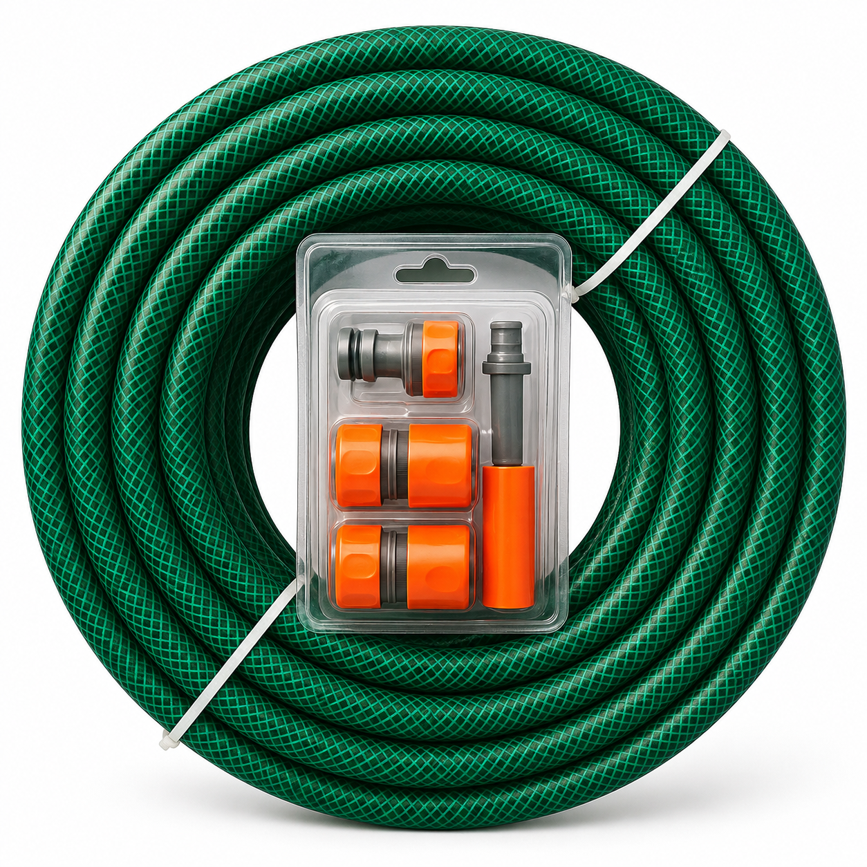5m Flexible Green Garden Water Hose Pipe Set with Nozzle Fittings for Car Wash