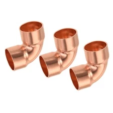 3 pack 90 Degrees Elbow Copper Pipe Fitting Brazing Connection 5/8 Inch ID