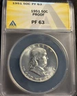 1951 Proof Franklin Half ANACS,   PR63 White,  Best Price Ebay