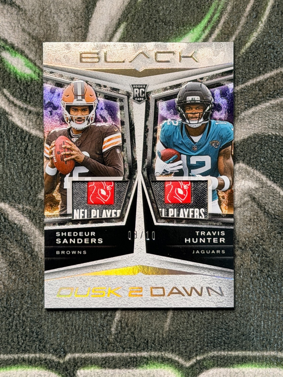 2025 Black Dusk 2 Dawn Travis Hunter Shedeur Sanders RC PATCH NFL TAG 3/10