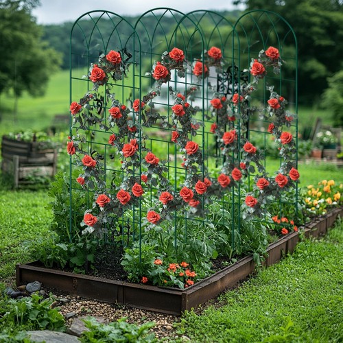 4 Pack 59x16in Metal Garden Trellis for Climbing Plants,Green Large Trellis f... - Picture 3 of 9