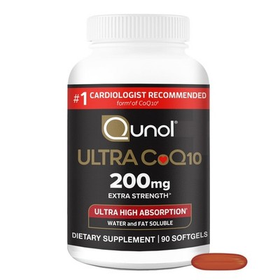 Qunol CoQ10 200mg Softgels, Ultra CoQ10 - Ultra High Absorption Coenzyme Q10 ...