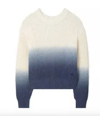 Tory Burch Cotton Ribbed Dip Dye Sweater 100% Cotton Tory Navy Women's Size XL