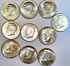 90% Pure Silver 1964 Kennedy Half Dollars Lot of 10