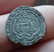 King Henry VII Hammered Silver Half Groat Mintmark TUN - CANTERBURY ( 1493-95 )