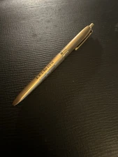 Vtg US PENCIL CO. Gold Tone Ballpoint Pen- Russell Insurance Elkhart, IN