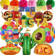 Cinco De Mayo Party Decorations, Mexican Themed Party Supplies Papel Picado B...