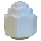 Vintage Art Deco Lamp Light Shade Skyscraper 3-Tier Pyramid Milk Glass 6” Wide