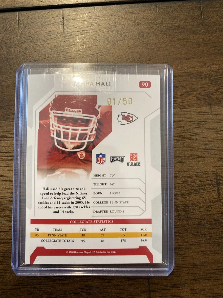 2006 Donruss плей-офф подпись доказательство Tamba Hali дебютант с автографом /50 - Изображение 2 из 2