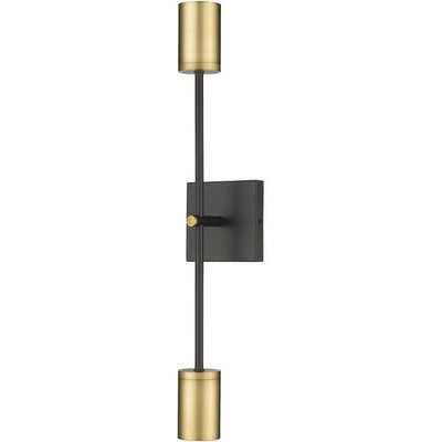 Z-Lite 814-2S-MB-OBR Calumet Wall Sconce Matte Black and Olde Brass