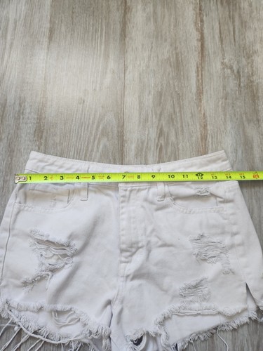 Klique B. White Distressed Mid Rise Cut Off Denim Jean Shorts Cotton Size 25 - Picture 5 of 9
