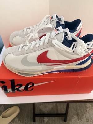 Nike Zoom Cortez SP Sacai White Red Blue Preowned DQ0581 100 Sz 13
