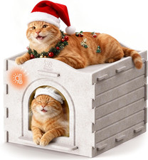 Cozy Indoor  Heated Outdoor Cat House, Multiple Sizes for 1  2 Cats