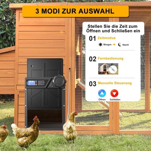 Alu Hühnerklappe Elektrisch Hühnertür Hühnerstalltür Automatische mit/ohne Solar - Bild 41 von 57