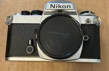 Nikon FE Vintage SLR Film Camera Body Only, Chrome Model  Parts Or Repair