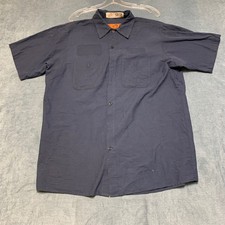 Red Kap Industrial Workwear Shirt Mens Large Navy Blue Short Sleeve Button Up