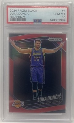 Luka Doncic 2024 Panini Prizm Black #5 Red /299 PSA 10 Gem Mint LAKERS SP SSP