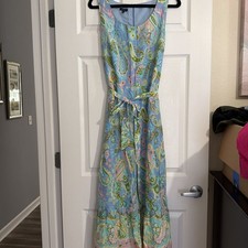 Talbots Voile Tiered Midi Dress in Pastel Paisley Cotton