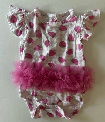 Milkberry Baby Strawberry Tutu Bodysuit, Bamboo, 0-3 Months, Spring Summer 