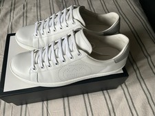 Gucci ace perforated GG white leather trainers - size 40 uk 7 rarely worn