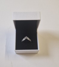 Pandora S925 Silver Tiara Ring Size 54 Approx UK N CZ Sparkle Wishbone Princess