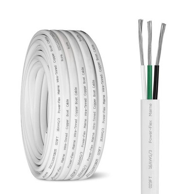 18 Gauge Triplex Marine Wire Tinned Copper Boat Cable, 50ft 18 AWG Standard U...