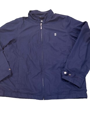 IZOD Men's Jacket Windbreaker Sz L Navy Blue Lined Pockets Wind