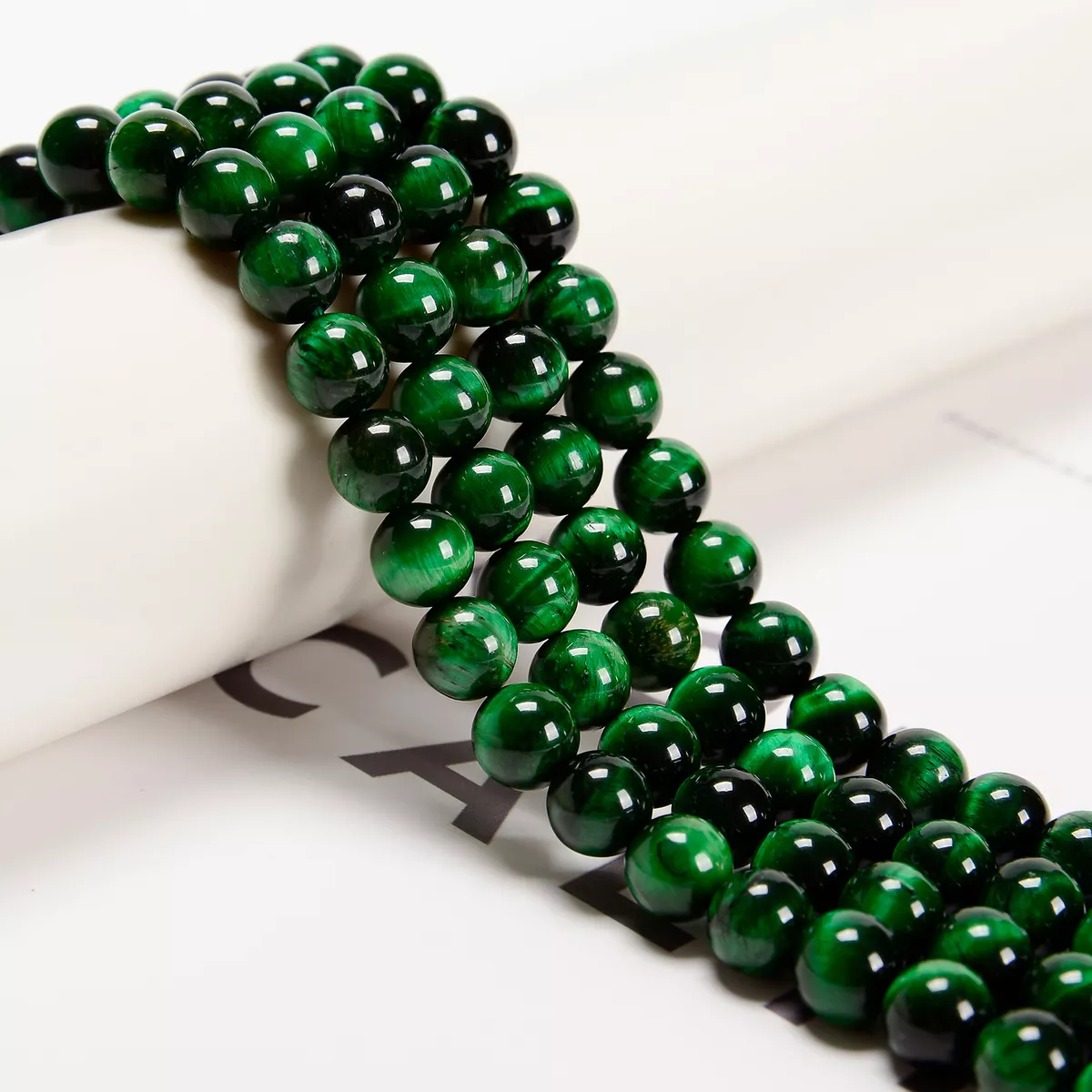 Green tigers eye beads top