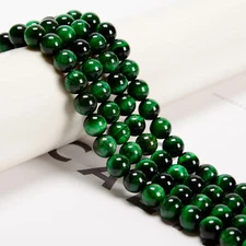 Green Tiger Eye Smooth Round Beads 4mm 6mm 8mm 10mm 12mm 14mm 15.5" Strand