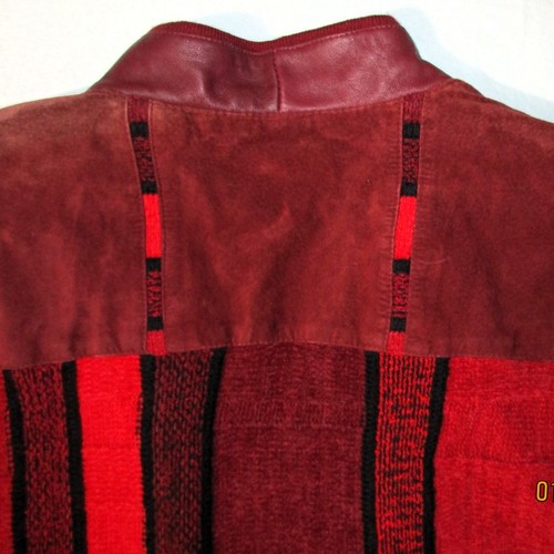 Giacca cardigan uomo vintage Sassonia grande pelle scamosciata velluto rosso nero 50" CE - Foto 16 di 24