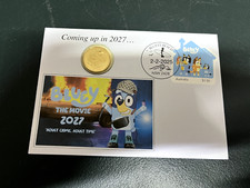 (657) 21-3-25 BLUEY new movie in 2027 - $ 1.00 BLUEY coin + 65c Xm stamp (C)