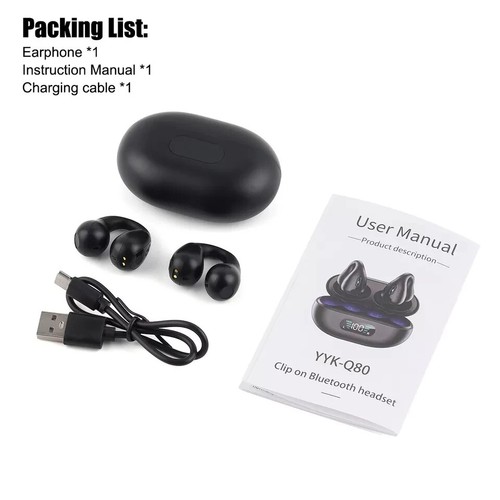 Bone Conduction Clip On Bluetooth Headset Open Ear Earbuds For iPhone & Android - Picture 2 of 20