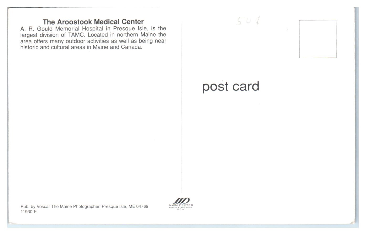 Aroostook Medical Center, AR Gould Memorial Hospital Presque Isle Maine Postcard eBay