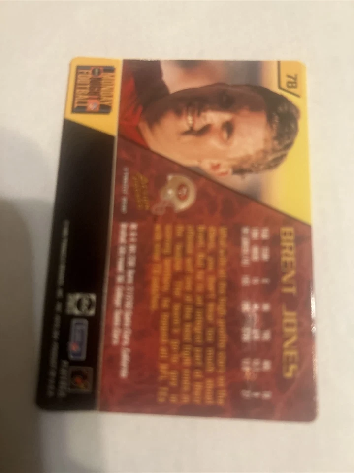 1995 Action Packed Monday Night Football Card #78 Brent Jones SF 49ers Nm+ - Image 3 of 3