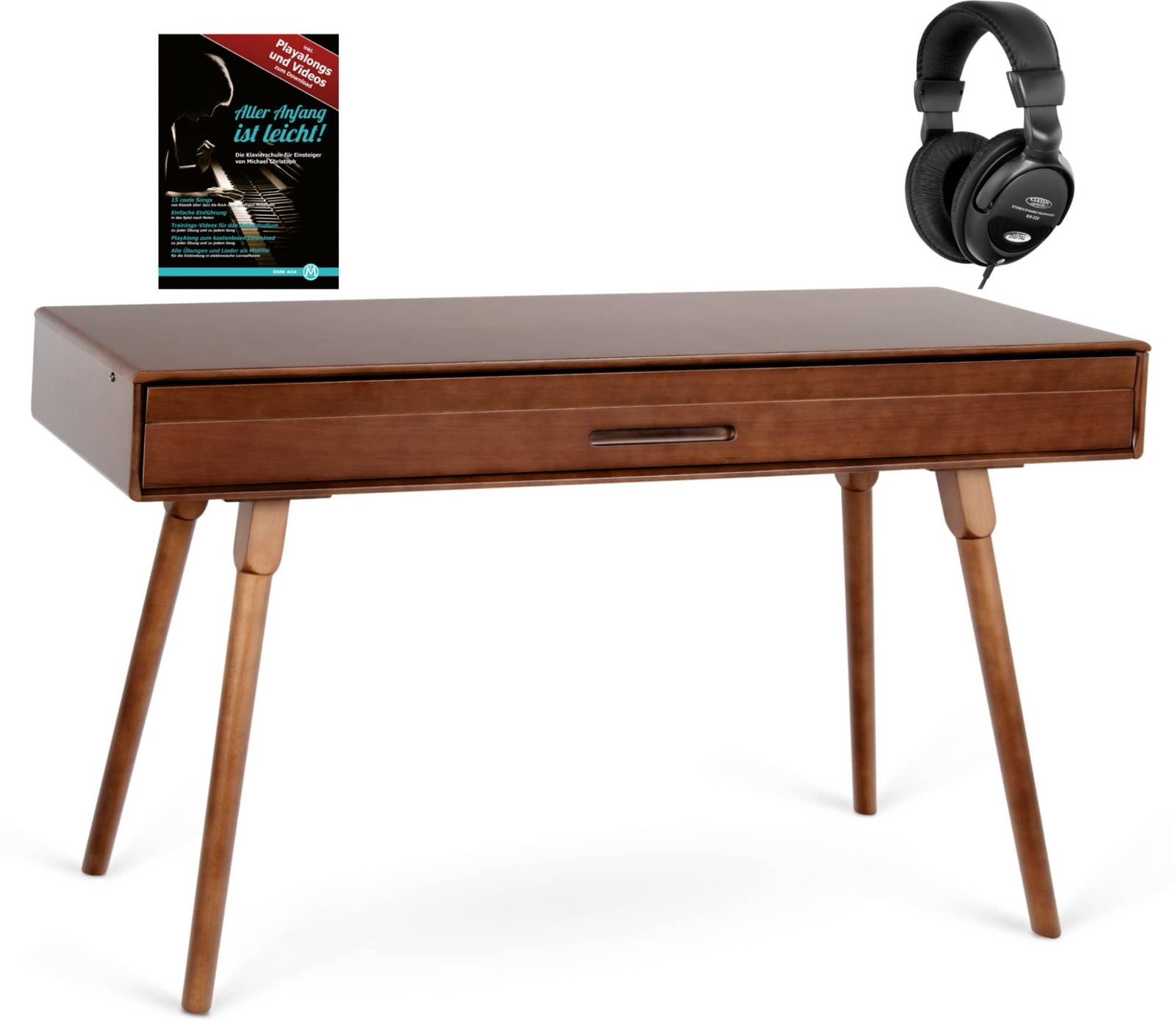 Set Piano Digitale 88 Tasti Pesati Pianoforte USB MIDI Tavolo in Legno Noce