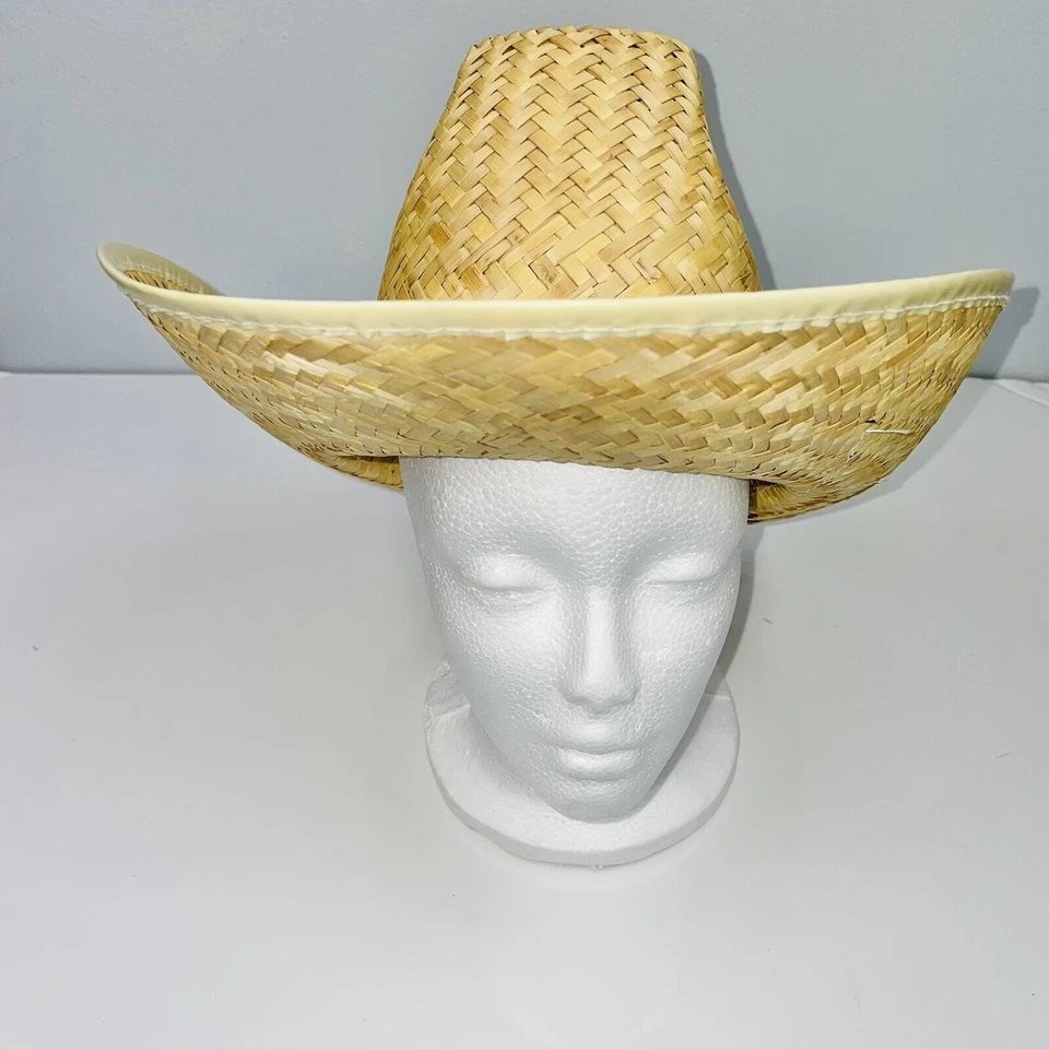 Sombrero de Vaquero Beige Paja Cinta Negra Disfraz Baile Teatro Vestir Halloween Foto 2 de 4