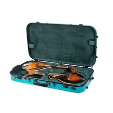 Crossrock Fiberglass Double Case with TSA Lock for Two A/F Style Mandolins-Blue