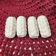 vintage ceramic macrame beads set of 4 unpainted MCM