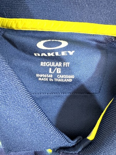 Oakley Polo Shirt L Men’s Royal Blue Yellow Graphic Glen Riddle Gold Club Neon - Picture 4 of 16