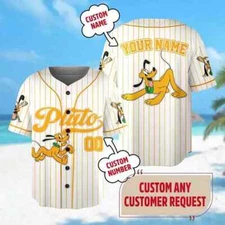 Personalized Cute Pluto Yellow Dog Gift For Fans 3D Baseball Jersey Shirt