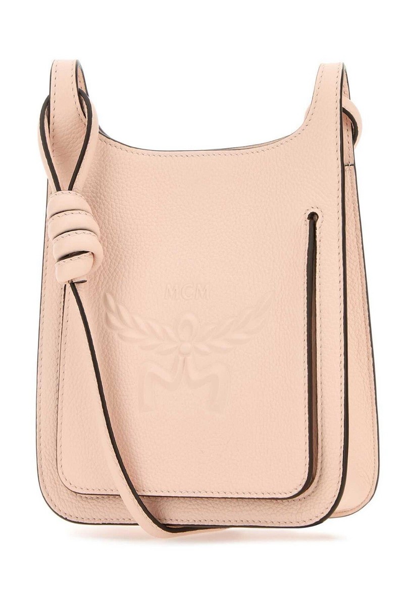 MCM Himmel Mini Leather Crossbody Hobo In Embossed Logo