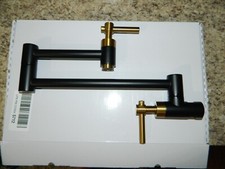IVIGA Matte Black and Gold Pot Filler Double Joint Swing-NWB