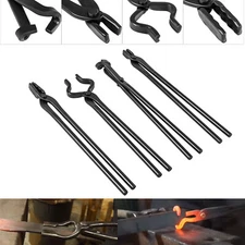 Blacksmith Knife Making Tongs Set V-Bit Blade /Flat / Blade /  Wolf Jaw Tongs