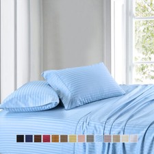 300 Thread Count Stripe Sheet Set Combed Cotton Bed Sheet set-Deep Pocket